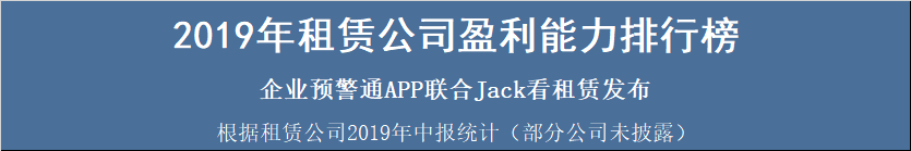 新鲜出炉！2019年150家租赁公司盈利能力排行榜